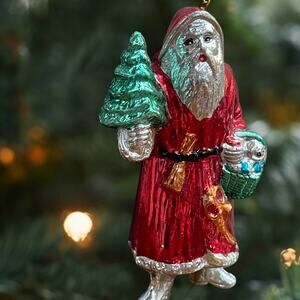 Kurt Adler Metallic Santa Father Christmas Ornament Plastic 80s Victorian